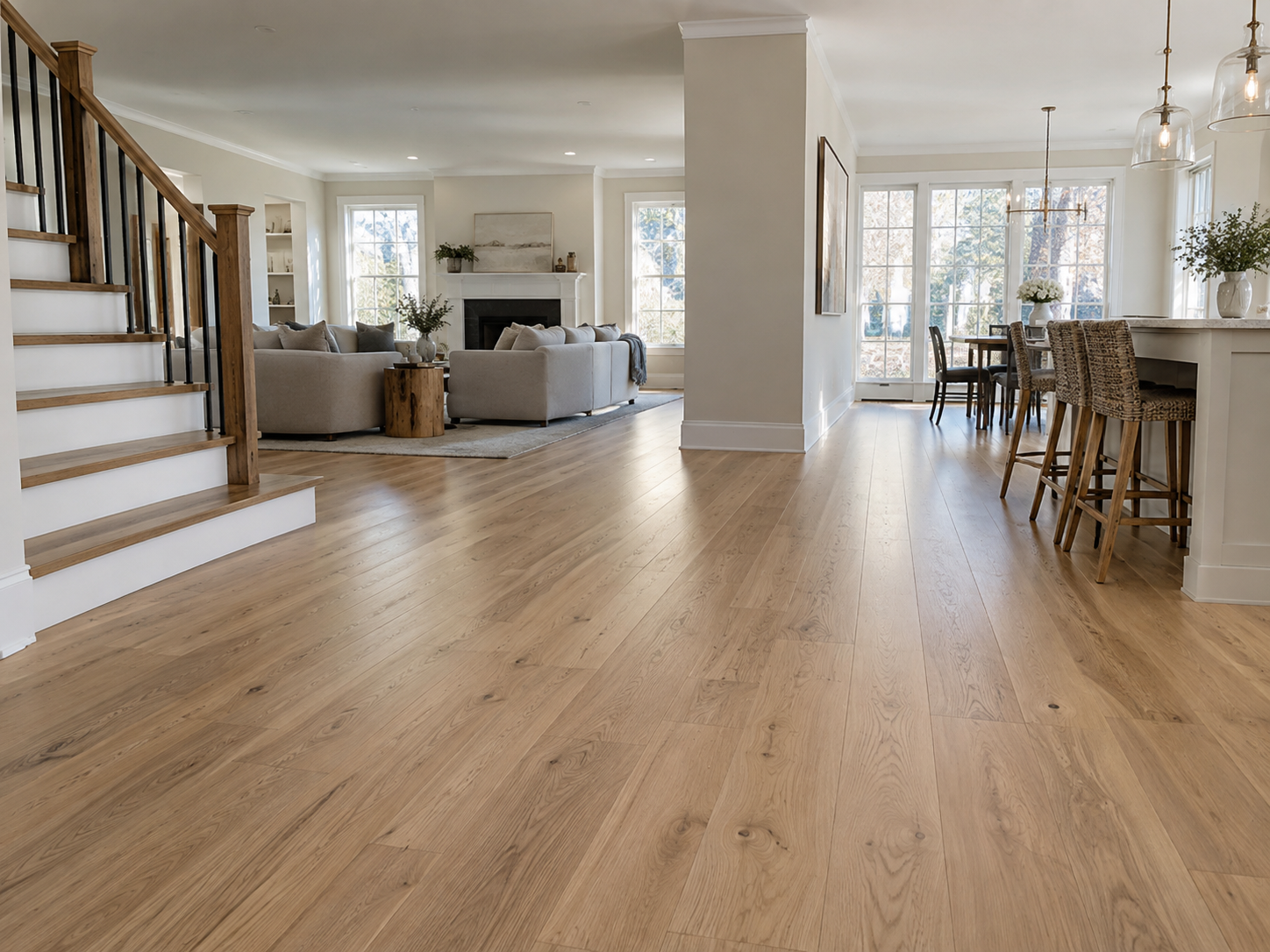 Modern Long Island home interior with hardwood flooring